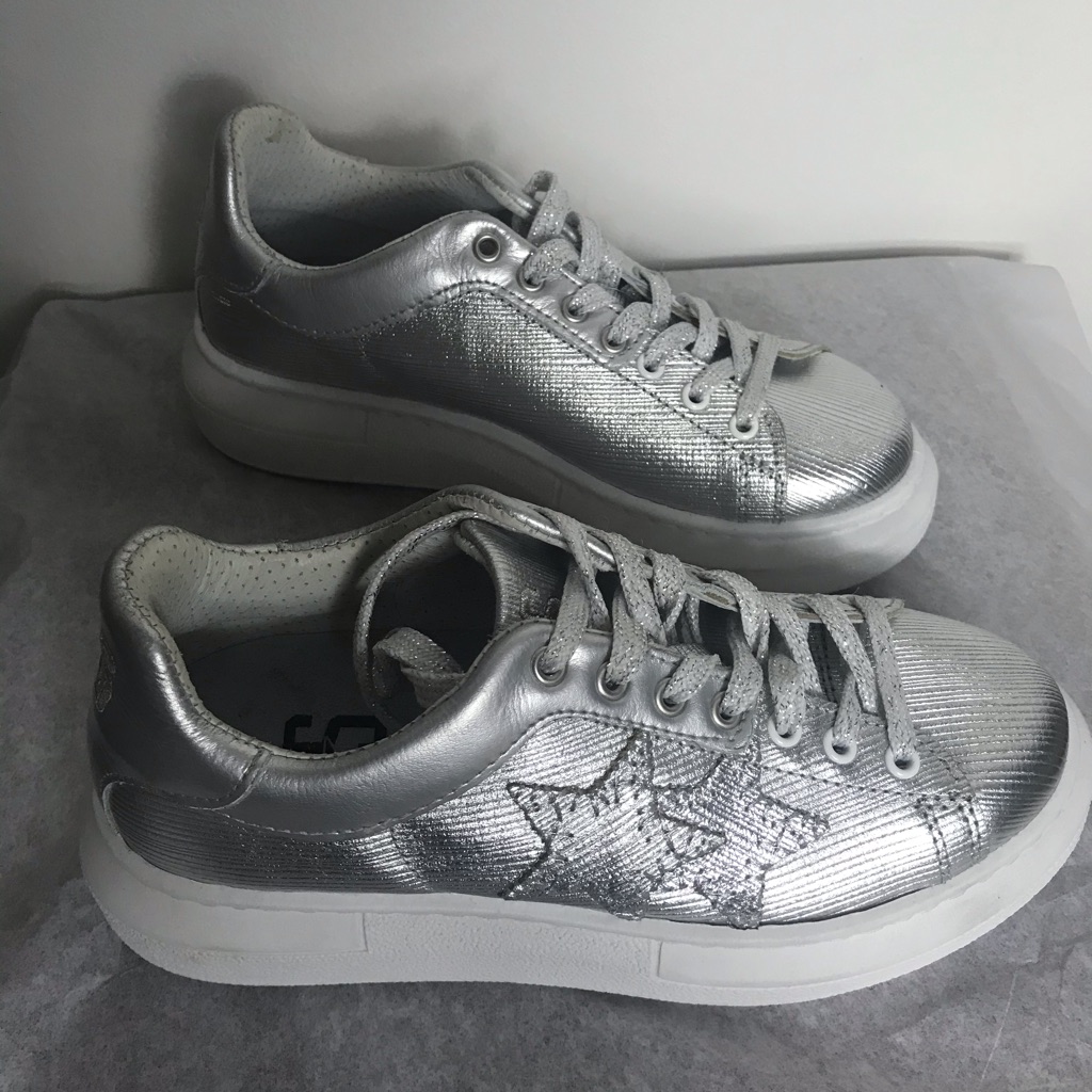 2 Star Silver Platform Sneakers